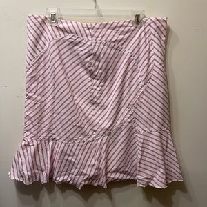 Poleci Skirt white with pink stripe detail